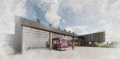 artist impression van het vooraanzicht van de kazerne